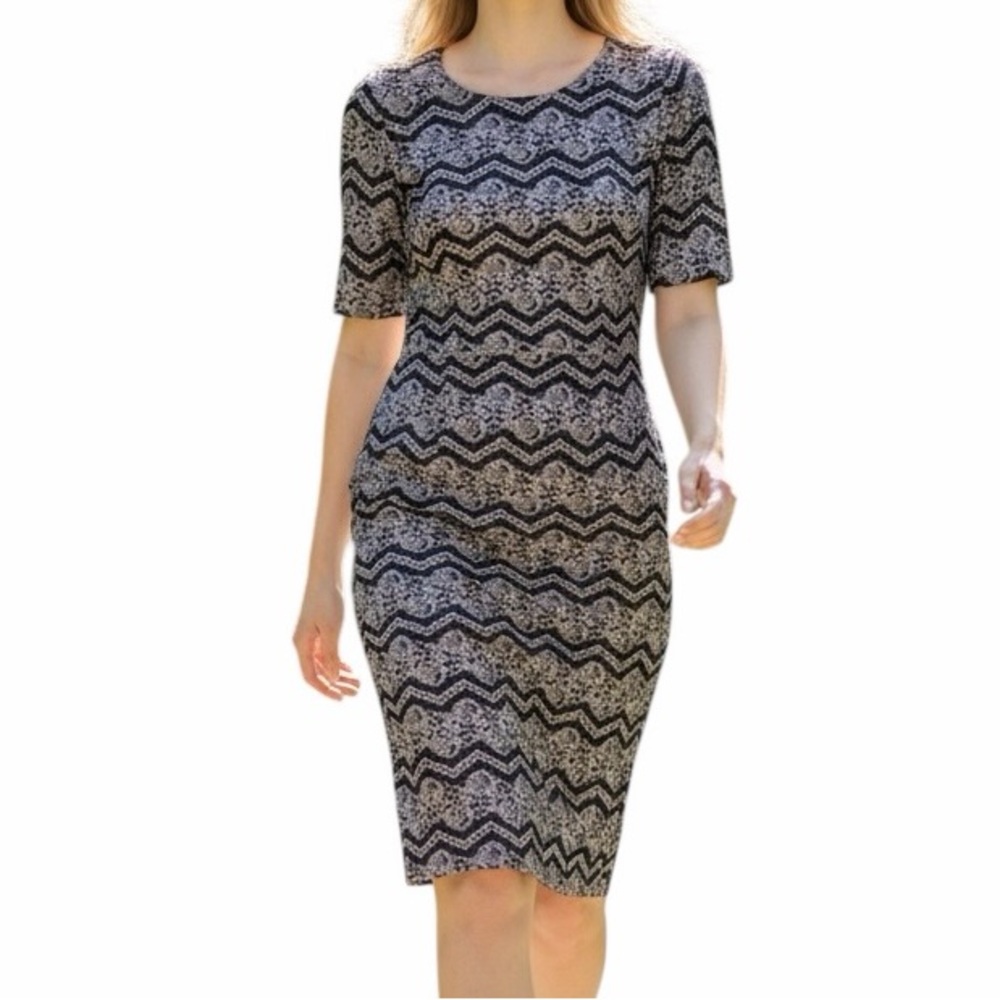 Betsey Johnson  Black/Cream Lace Chevron Print Sheath Dress 2